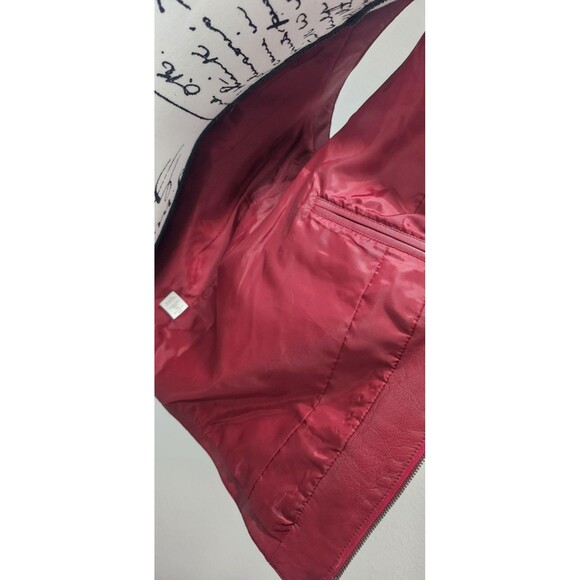 Caslon Women's Genuine Lamb Skin Red Soft Double Zipper Closure Pocket Vest 1X - Picture 6 of 13